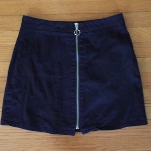 Front Zip Black Jean Skirt